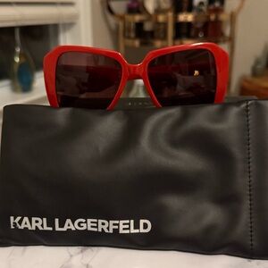 New, Karl Lagerfeld KL6140S Italian Luxury Sunglasses in BOLD RED